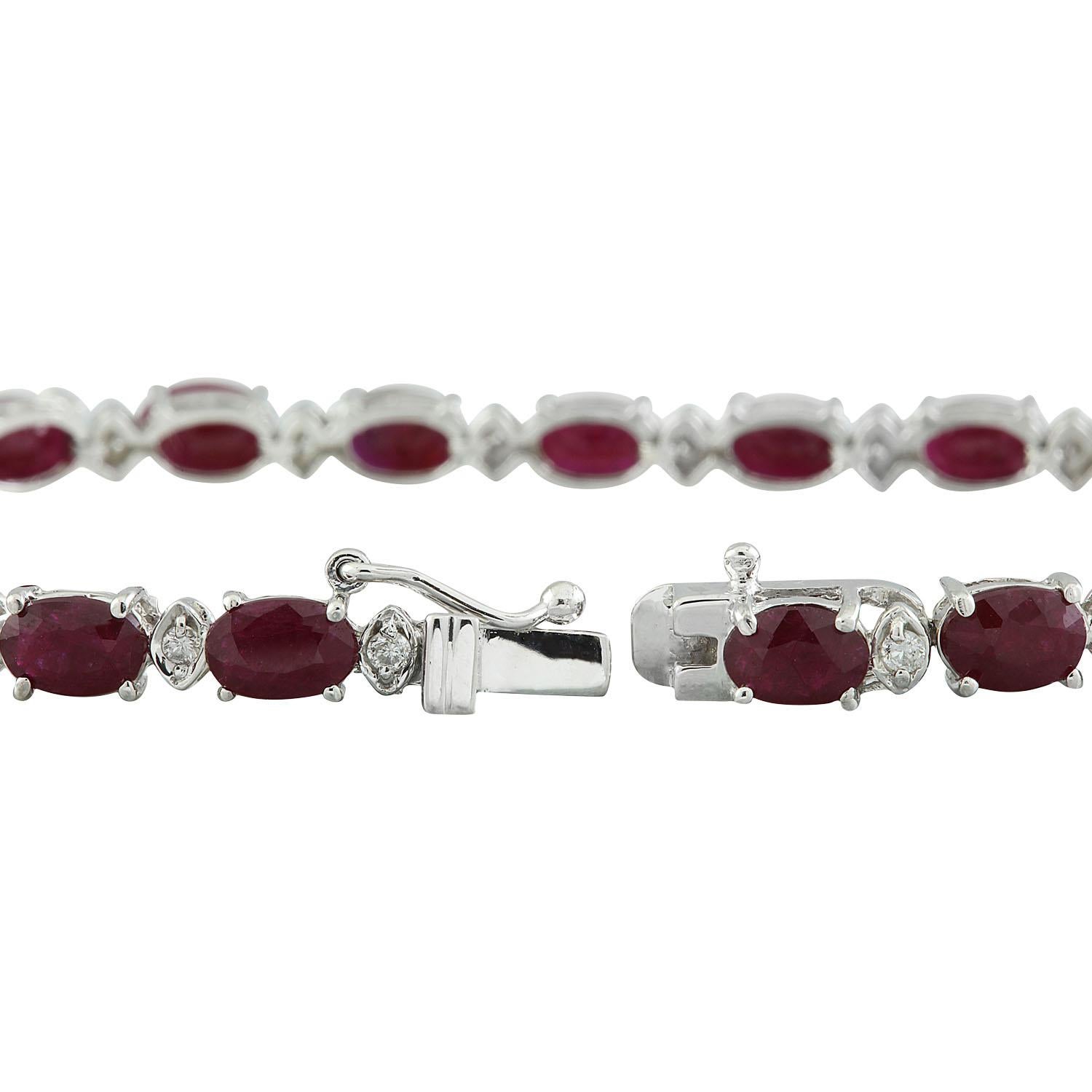 Natural Ruby Diamond Bracelet In 14 Karat White Gold In New Condition For Sale In Los Angeles, CA
