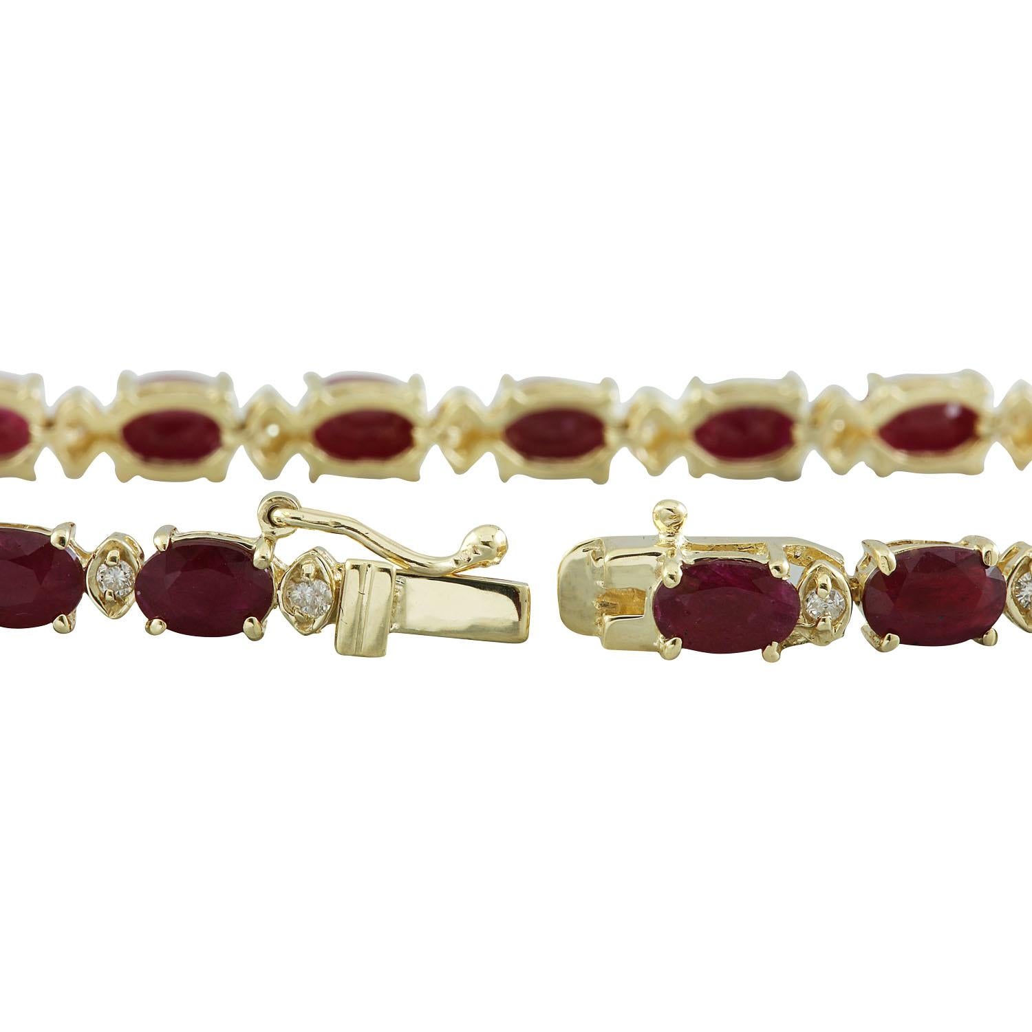 Natural Ruby Diamond Bracelet In 14 Karat Yellow Gold In New Condition For Sale In Los Angeles, CA