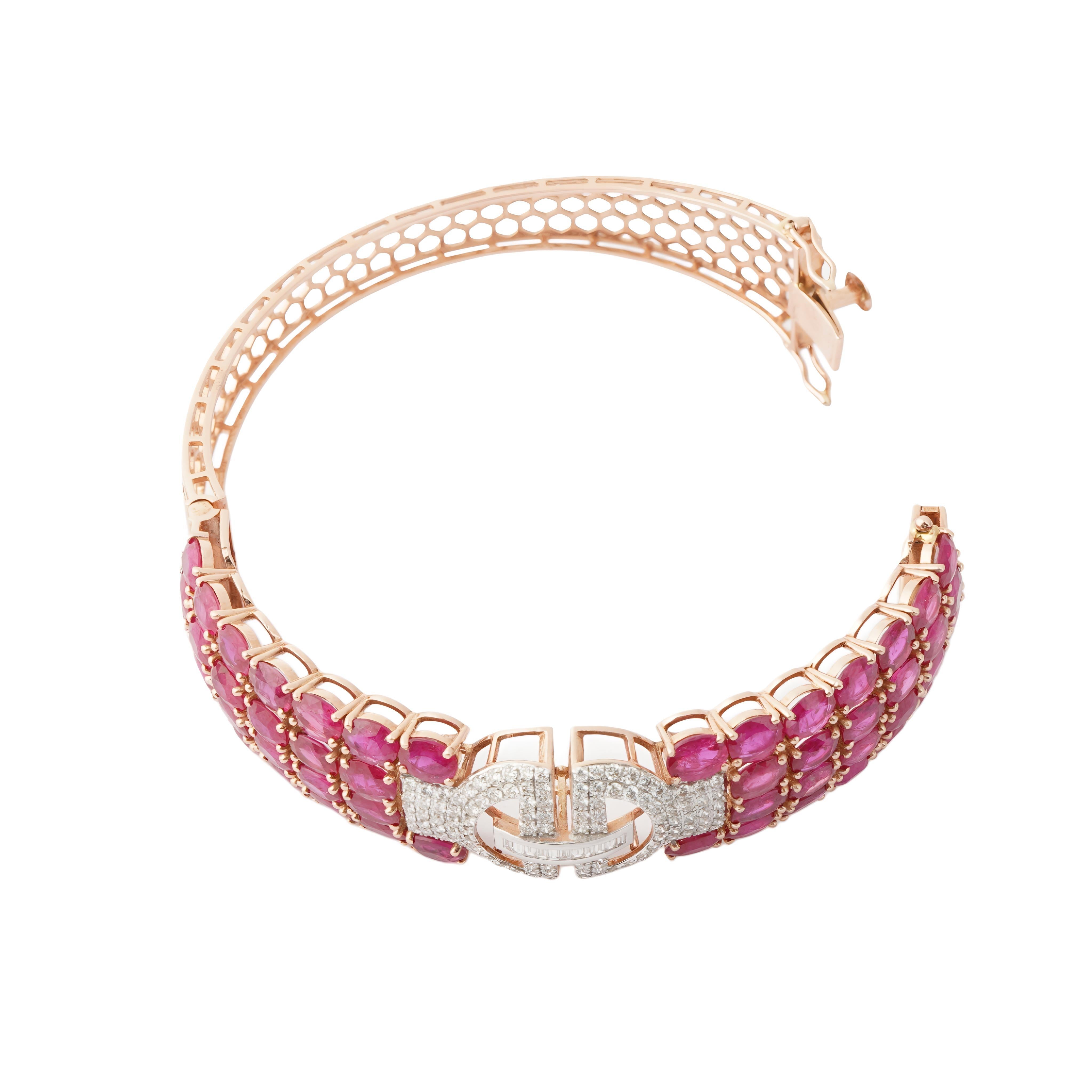 Pulsera de rubíes naturales y diamantes en oro de 14k en Nuevo estado para la venta en jaipur, IN