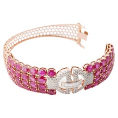 Natural ruby diamond bracelet in 14k gold