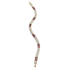 Natural Ruby & Diamond Bracelet in 14k Gold
