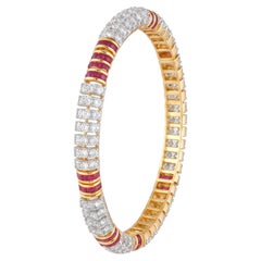 Bracciale con rubini naturali e diamanti in oro 14k, design moderno, India