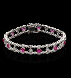 Natural Ruby & Diamond Bracelet in 18k Gold