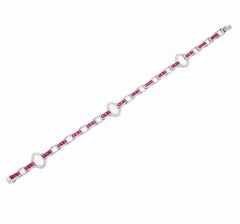 Natural Ruby & Diamond Bracelet in 18k Gold
