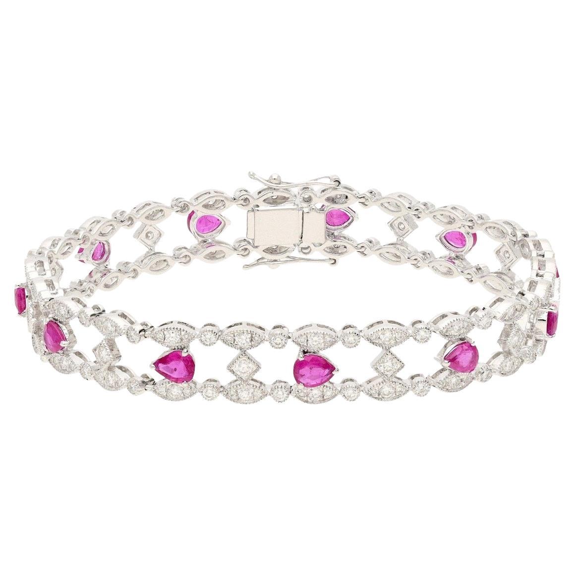 Bracelet en or 18k avec rubis naturel et diamant