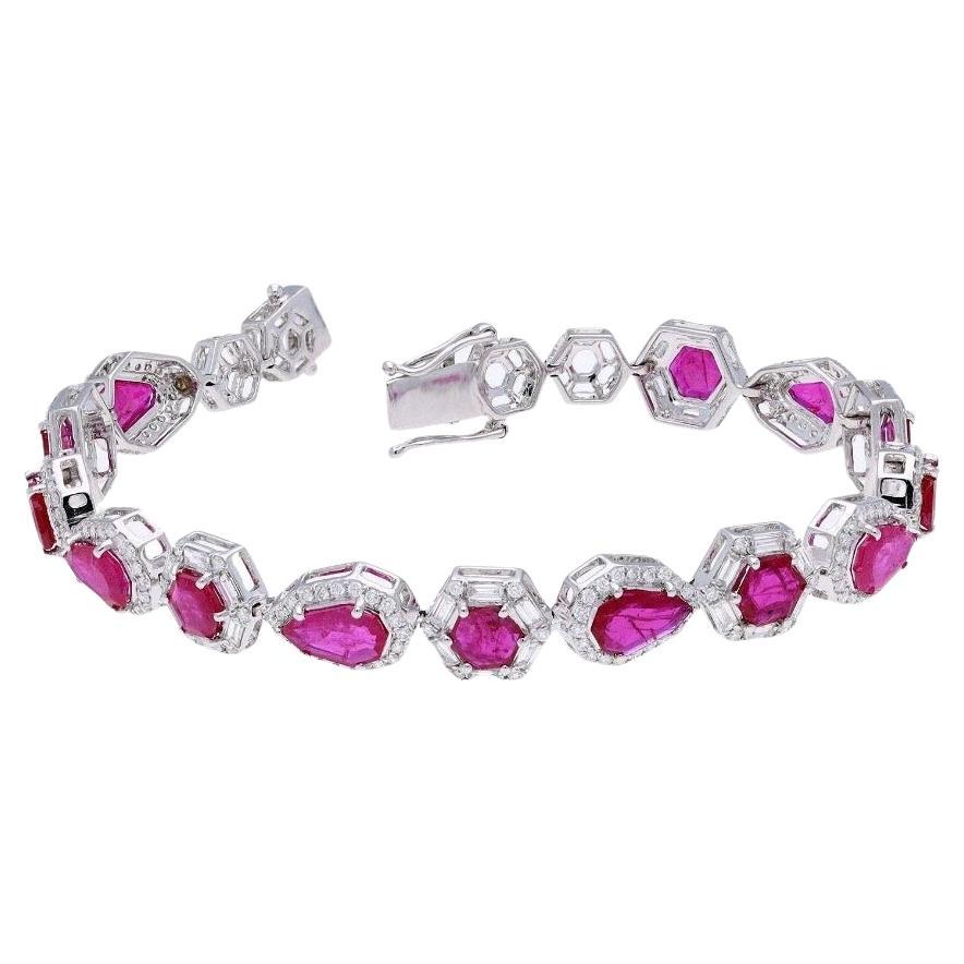 Bracelet en or 18k avec rubis naturel et diamant