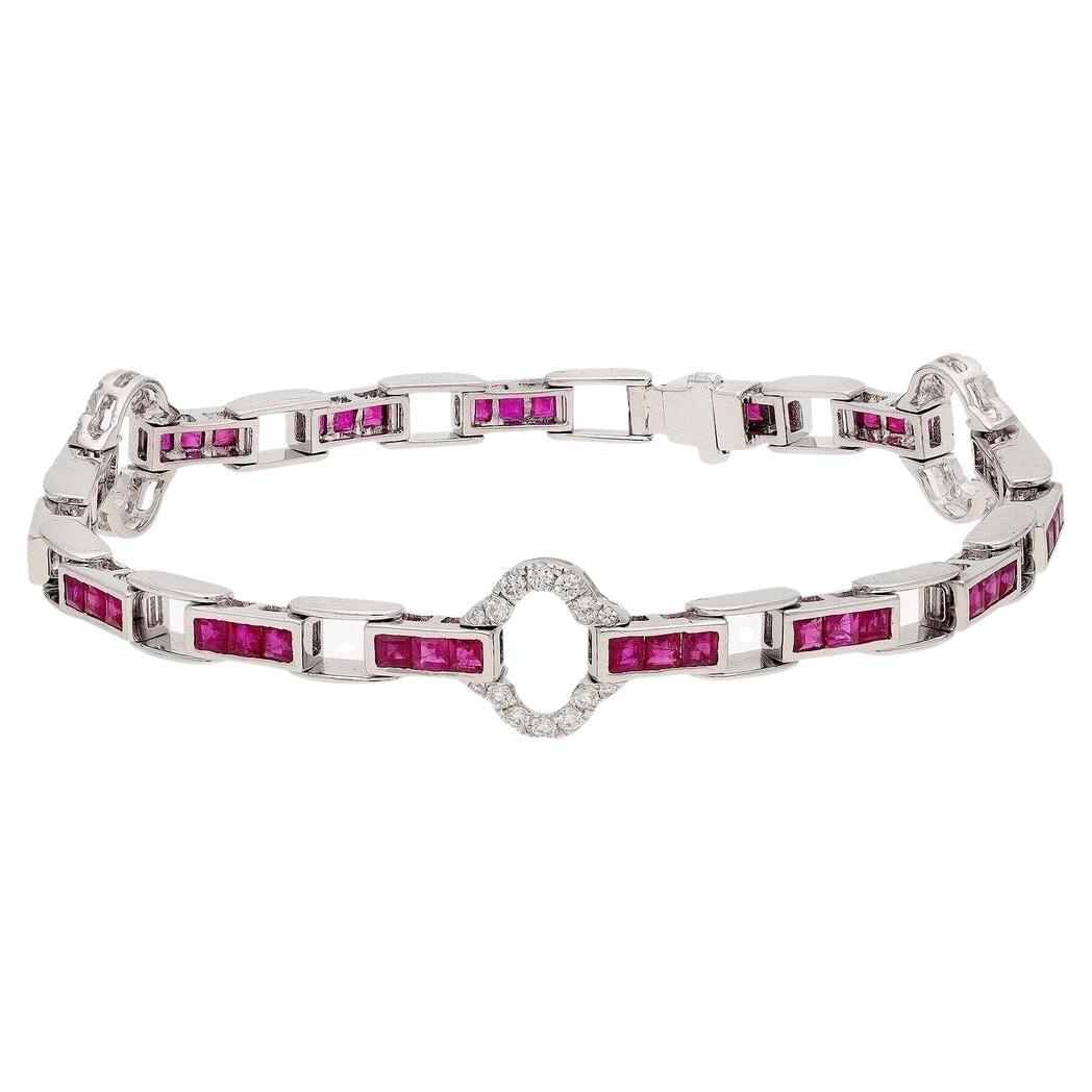 Natural Ruby & Diamond Bracelet in 18k Gold