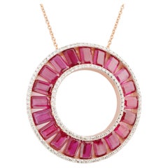 Natural ruby Diamond chain Necklace in 14k gold