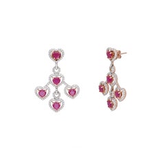 Boucle d'oreille en or 14k Nature 8.45cts Rubis et 2.26cts Diamant