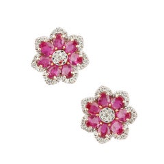 Natürlicher 2,75cts Rubin & 0,59cts Diamant-Ohrring in 18k Gold