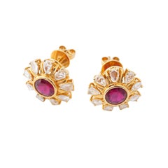 Natürlicher 4.80cts Rubin & 1.75cts Diamant-Ohrring in 18k Gold