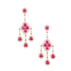 Natural 4.42cts Ruby & 1.43cts Diamond Earring in 18k Gold