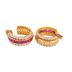 Natürlicher 4,61cts Rubin & 2,02cts Diamant-Ohrring in 18k Gold