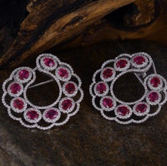 Natural Ruby & Diamond Earring in 18k Gold