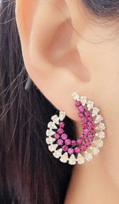 Natural Ruby & Diamond Earring in 18k Gold