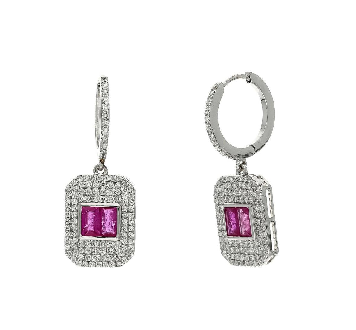 De las mujeres Pendiente de rubí natural y diamante en oro de 18k en venta