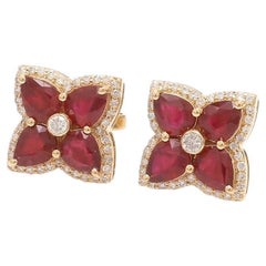 2.52 Ct Natural ruby and 0.39 ct  diamond earring in 18k gold