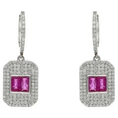 Pendiente de rubí natural y diamante en oro de 18k