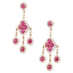 Natural ruby diamond earring in 18k gold
