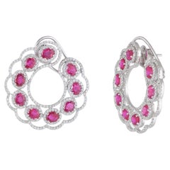 Natural Ruby & Diamond Earring in 18k Gold