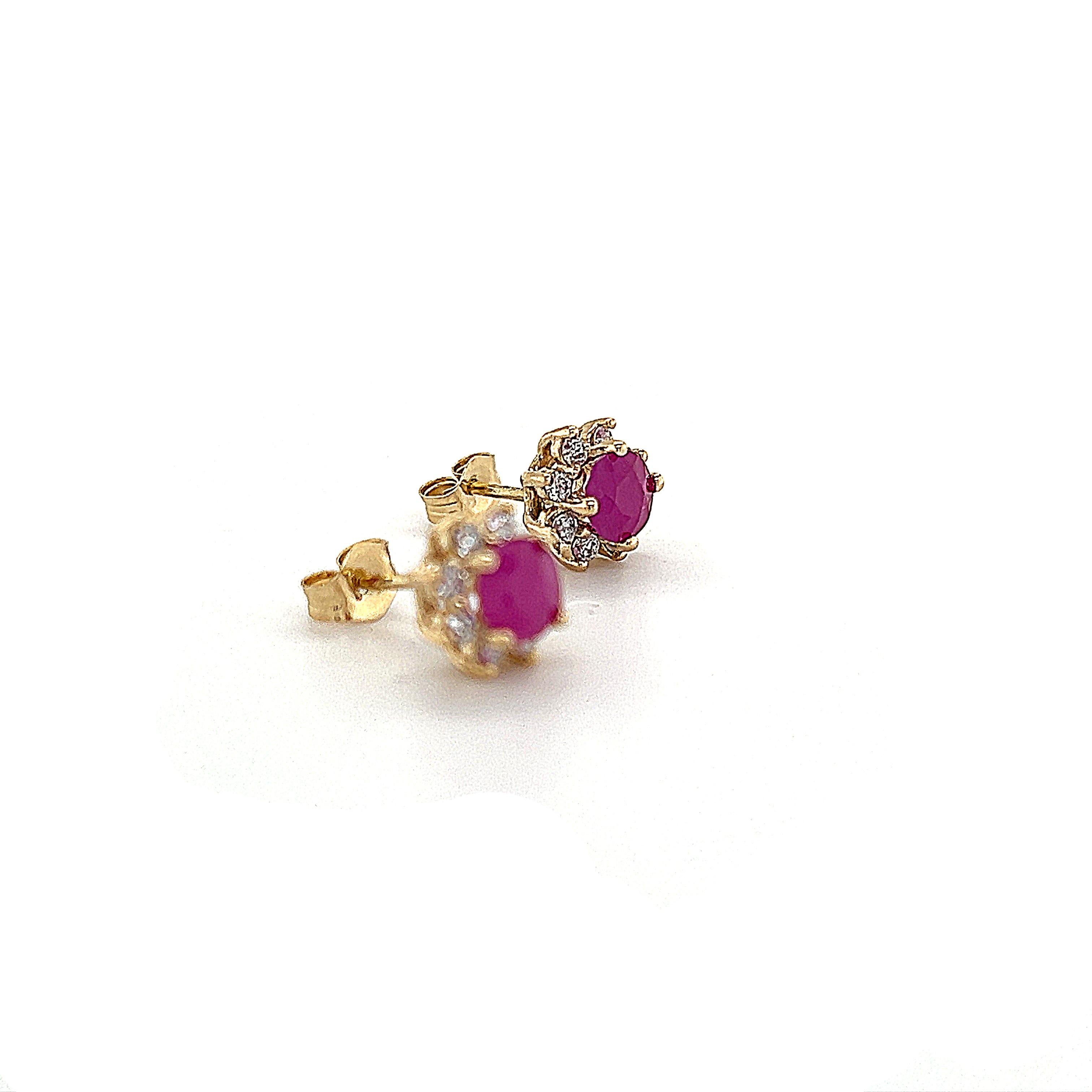 Natural Ruby Diamond Earrings 14k Gold 1.25 TCW Certified For Sale 5