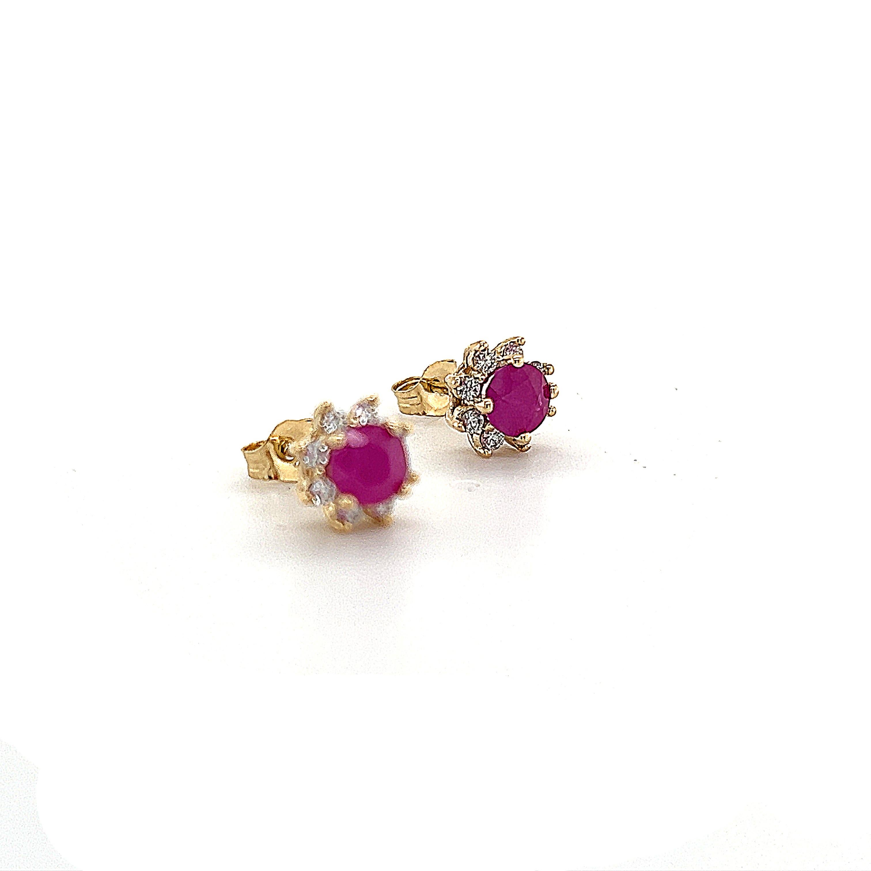 Pendientes Diamante Rubí Natural Oro 14k 1,25 TCW Certificado en venta 3