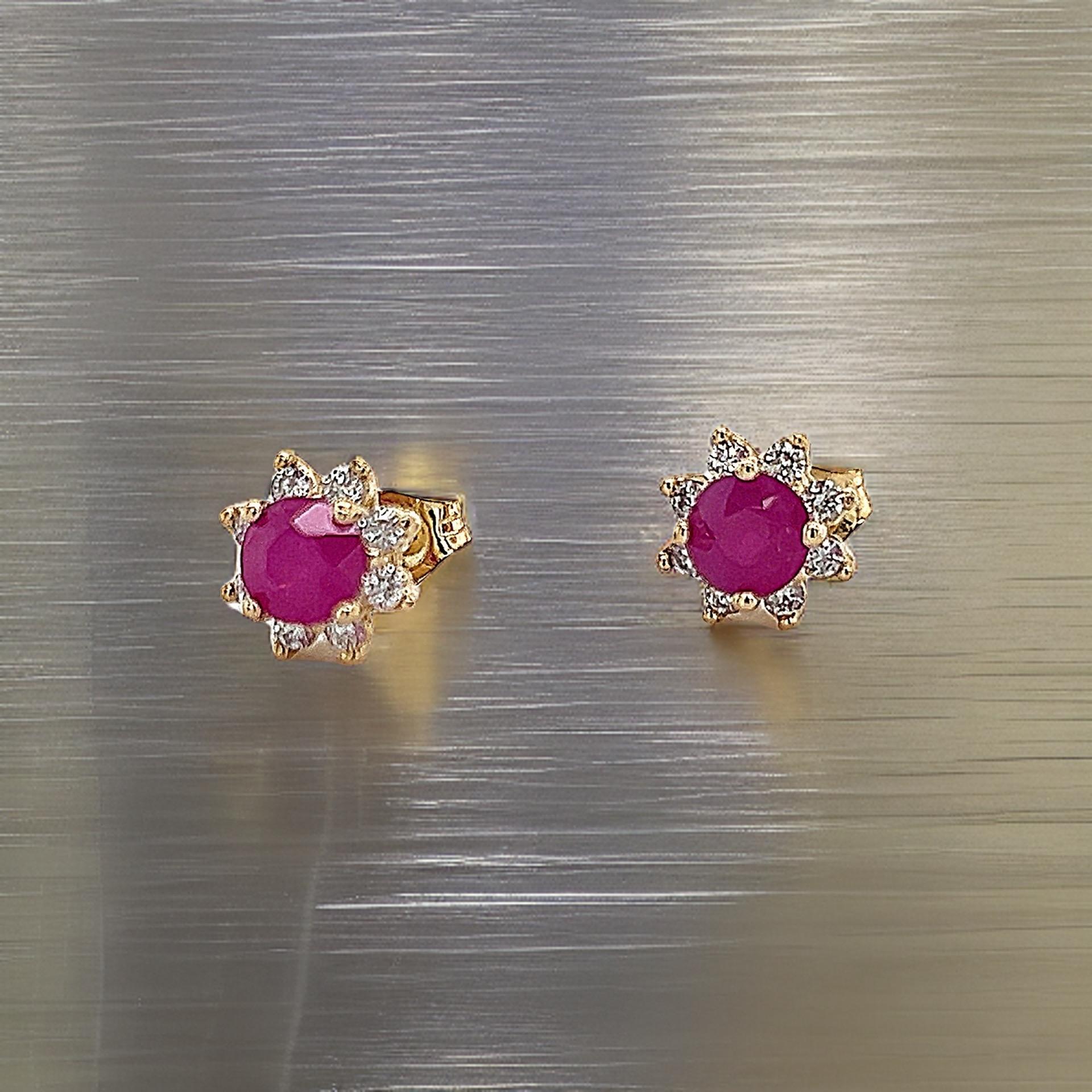Pendientes Diamante Rubí Natural Oro 14k 1,25 TCW Certificado en venta 4