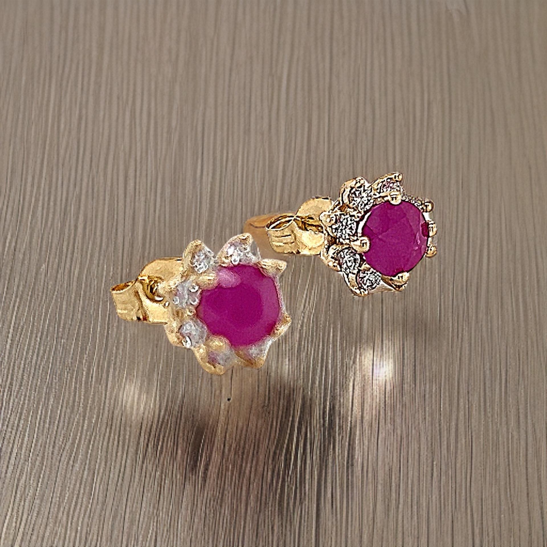 Pendientes Diamante Rubí Natural Oro 14k 1,25 TCW Certificado en venta 6