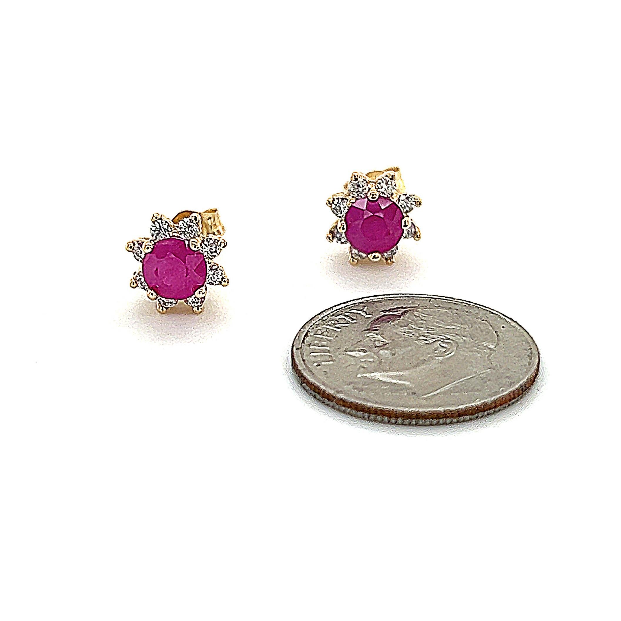 Pendientes Diamante Rubí Natural Oro 14k 1,25 TCW Certificado en venta 7