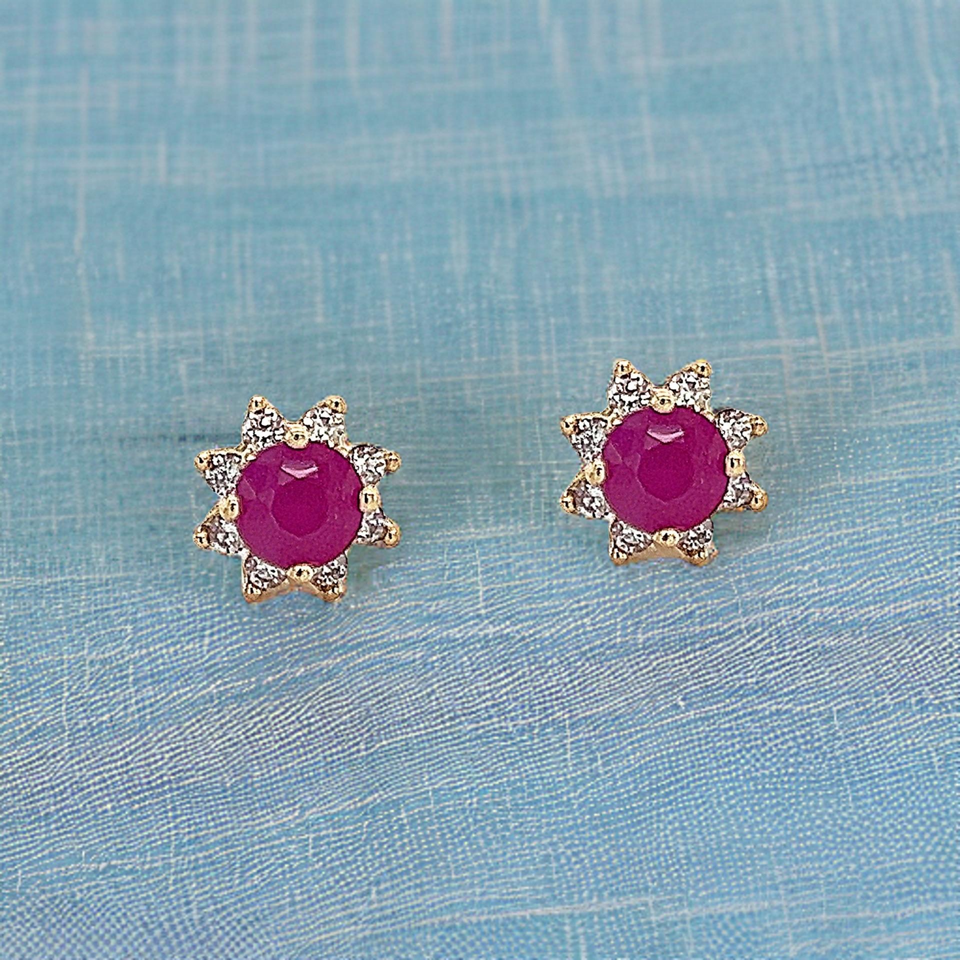 Pendientes Diamante Rubí Natural Oro 14k 1,25 TCW Certificado Corte redondo en venta