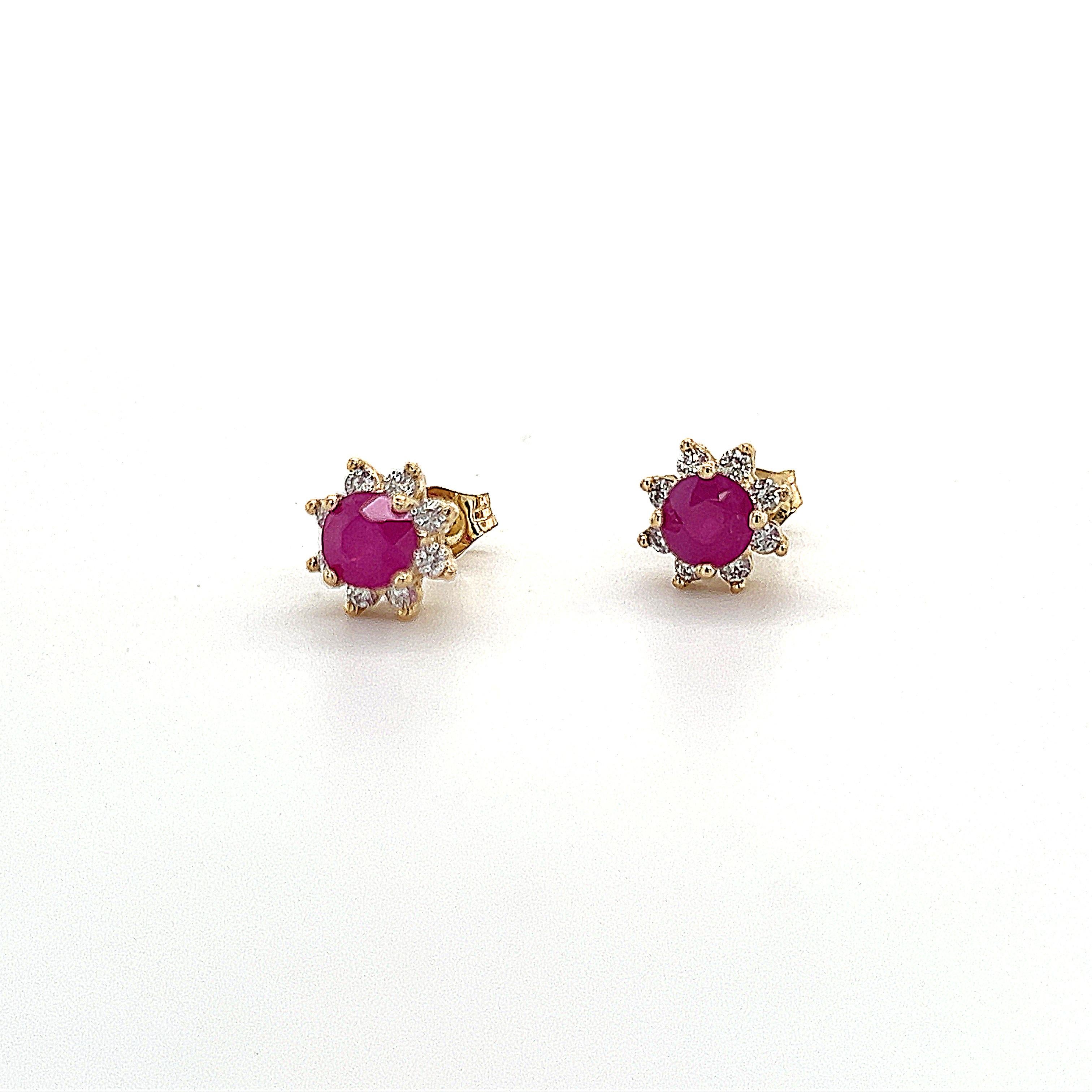 Natural Ruby Diamond Earrings 14k Gold 1.25 TCW Certified For Sale 2