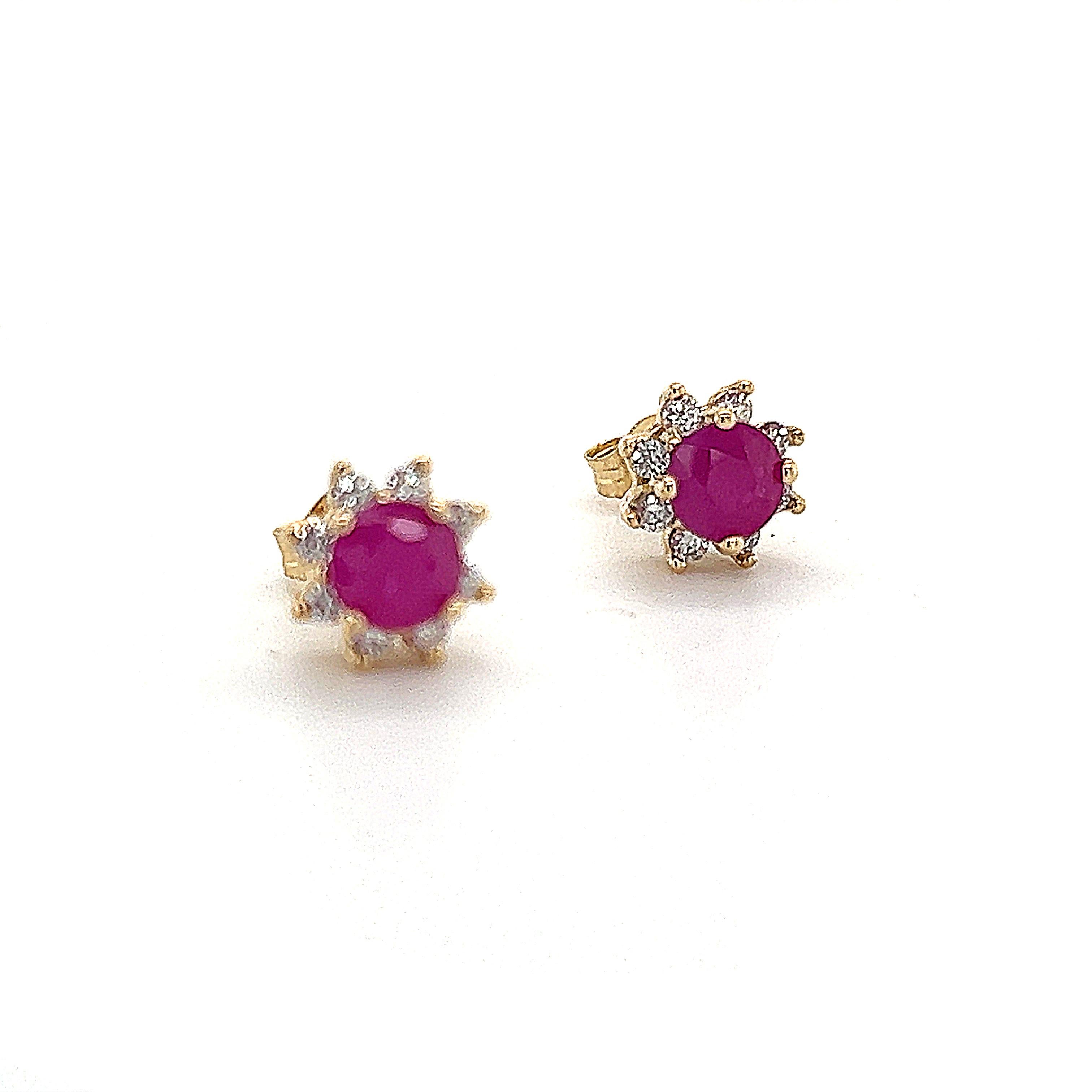 Natural Ruby Diamond Earrings 14k Gold 1.25 TCW Certified For Sale 3