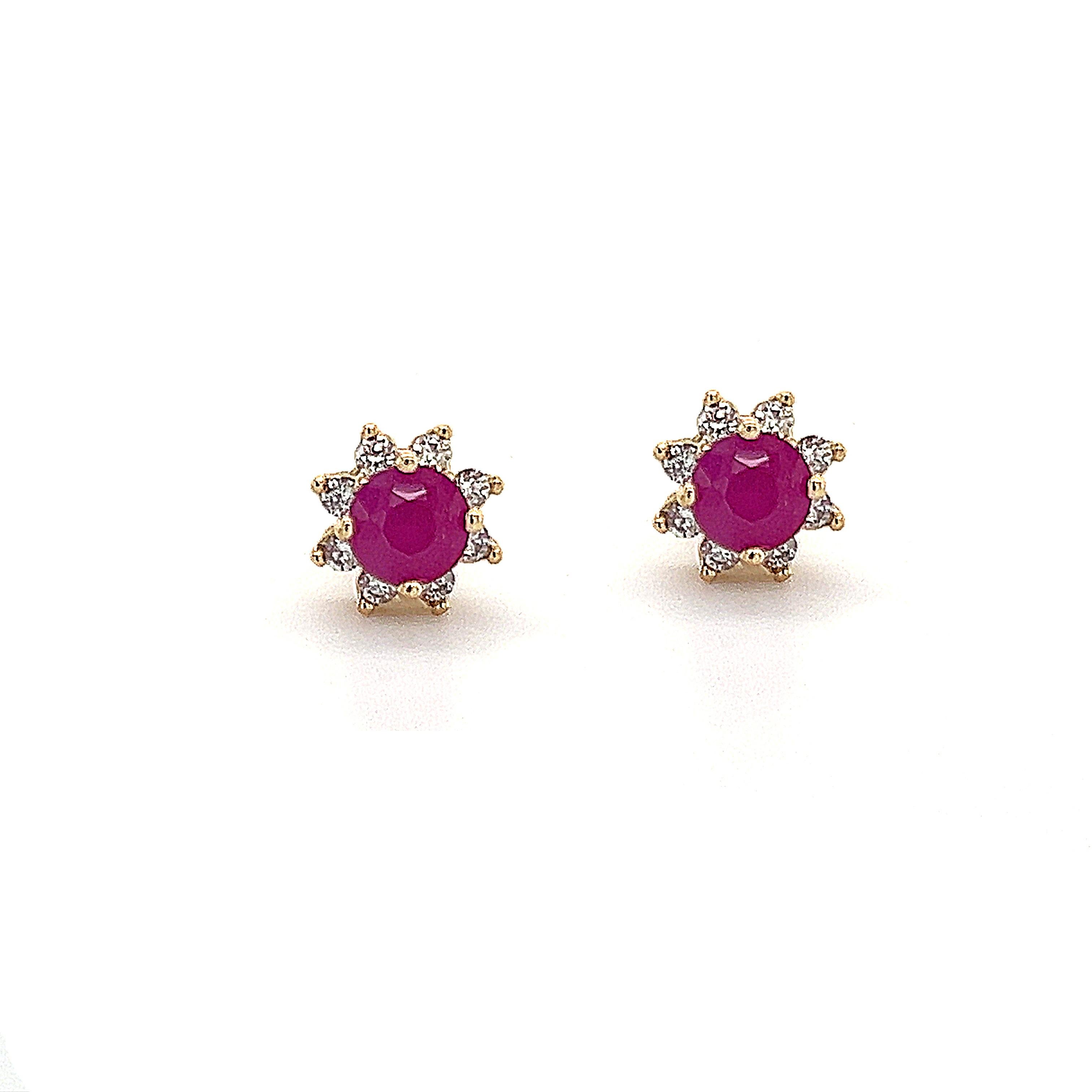 De las mujeres Pendientes Diamante Rubí Natural Oro 14k 1,25 TCW Certificado en venta