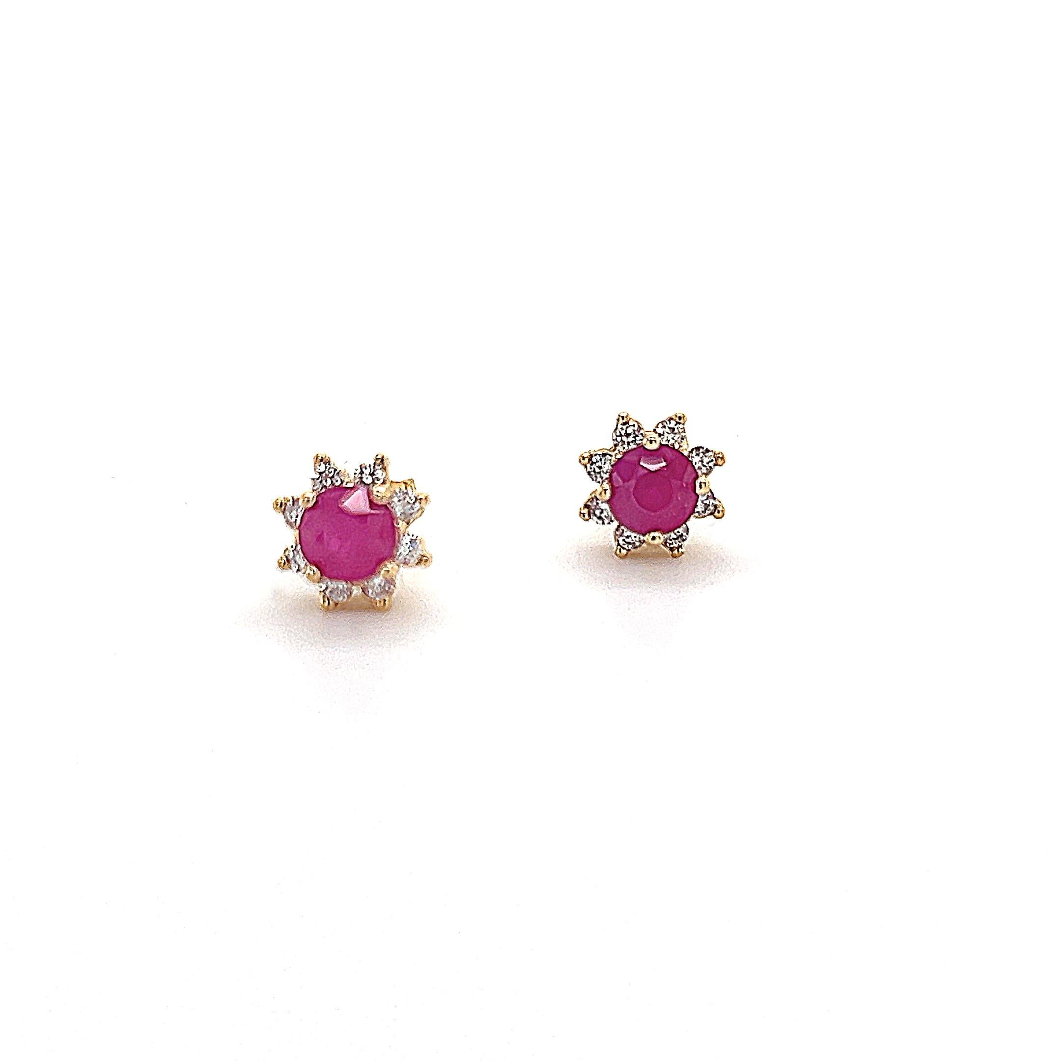 Natural Ruby Diamond Earrings 14k Gold 1.25 TCW Certified For Sale 4