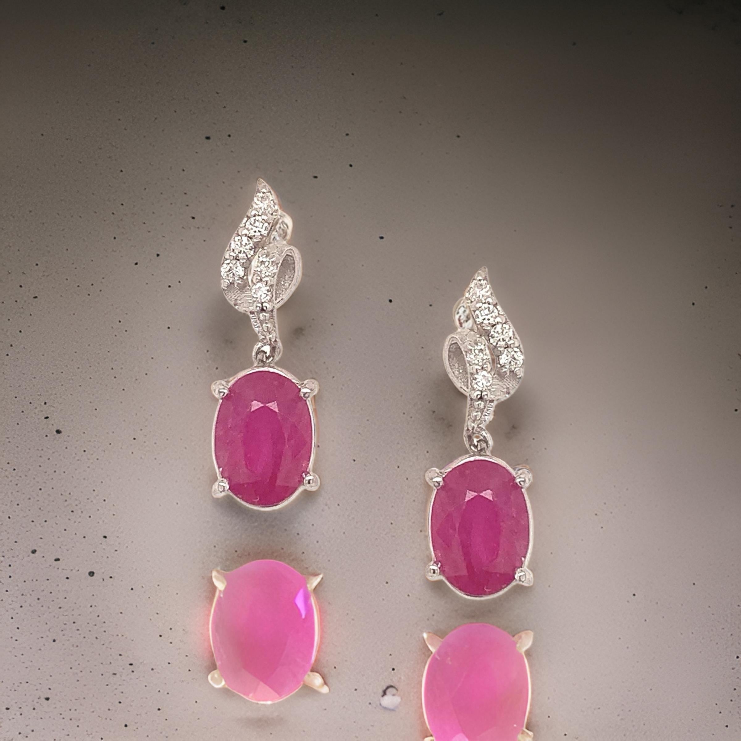 Natural Ruby Diamond Earrings 14k Gold 1.55 TCW Certified For Sale 5