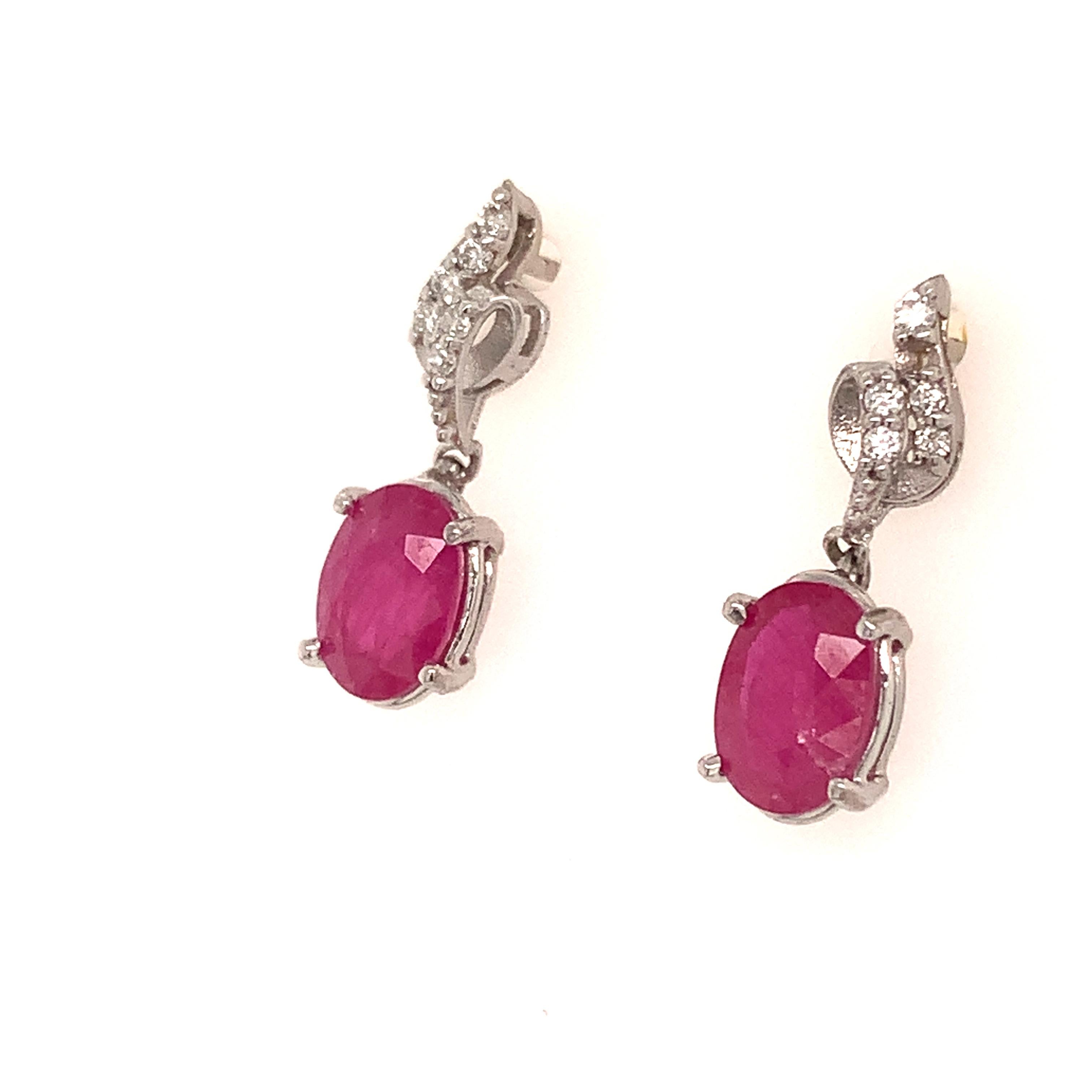 Natural Ruby Diamond Earrings 14k Gold 1.55 TCW Certified In New Condition For Sale In Brooklyn, NY