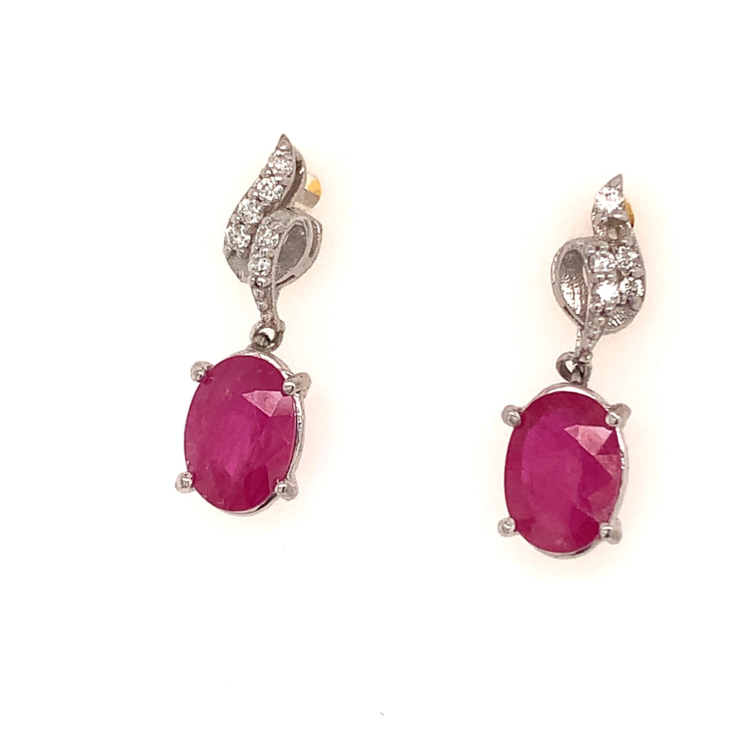 Natural Ruby Diamond Earrings 14k Gold 1.55 TCW Certified For Sale 1