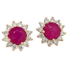 Natural Ruby Diamond Earrings 14k Gold 2.72 TCW Certified