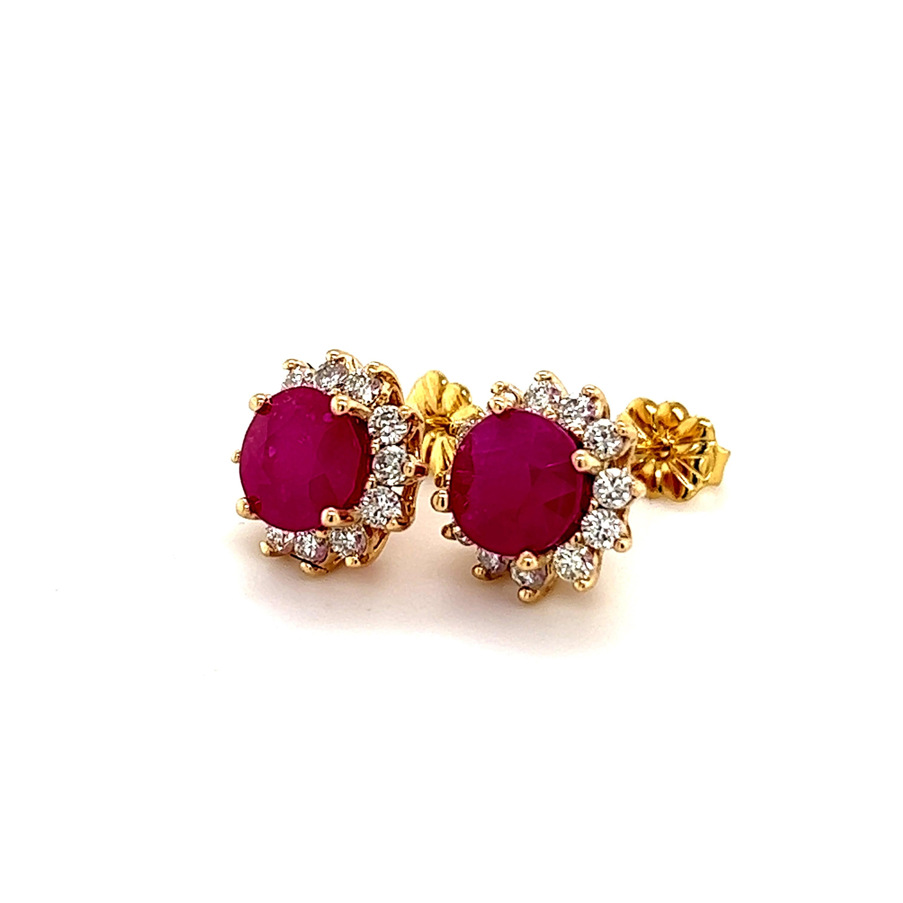 Natural Ruby Diamond Earrings 14k Gold 3.72 TCW Certified For Sale 6