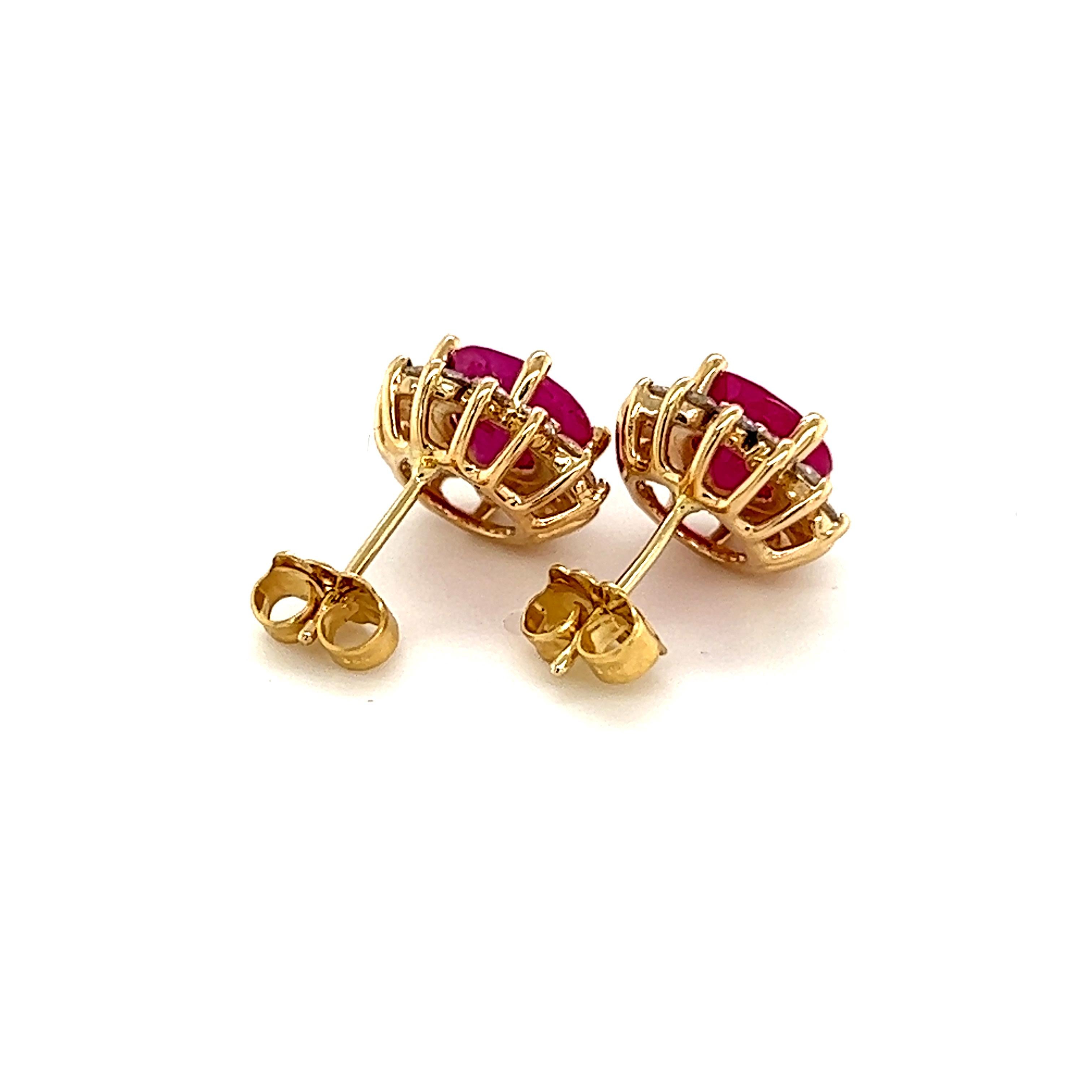 Natural Ruby Diamond Earrings 14k Gold 3.72 TCW Certified For Sale 3