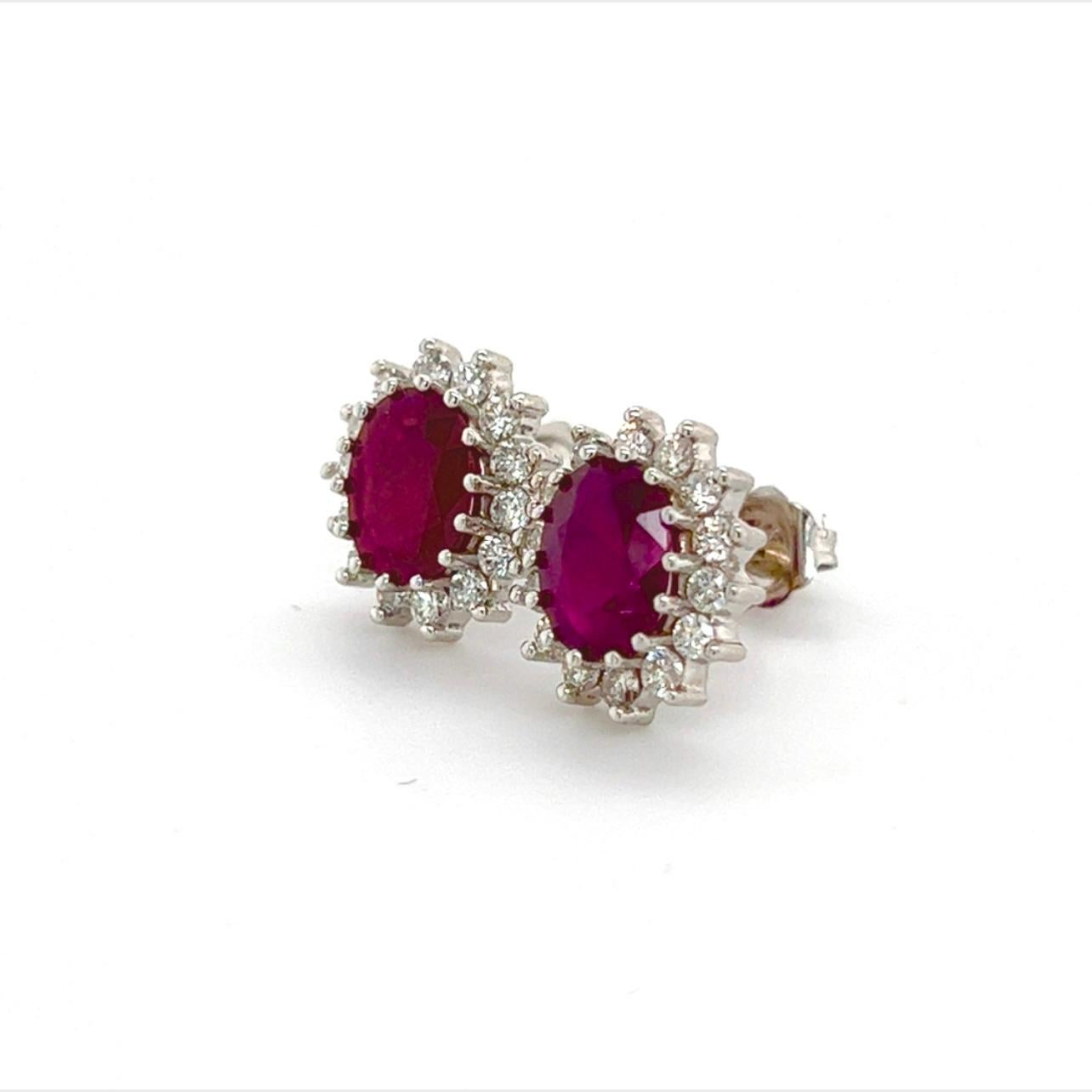 Natural Ruby Diamond Earrings 14k Gold 4.04 TCW Certified For Sale 5