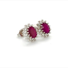 Boucles d'oreilles en or 14 carats avec rubis naturel certifié TCW de 4,04 carats