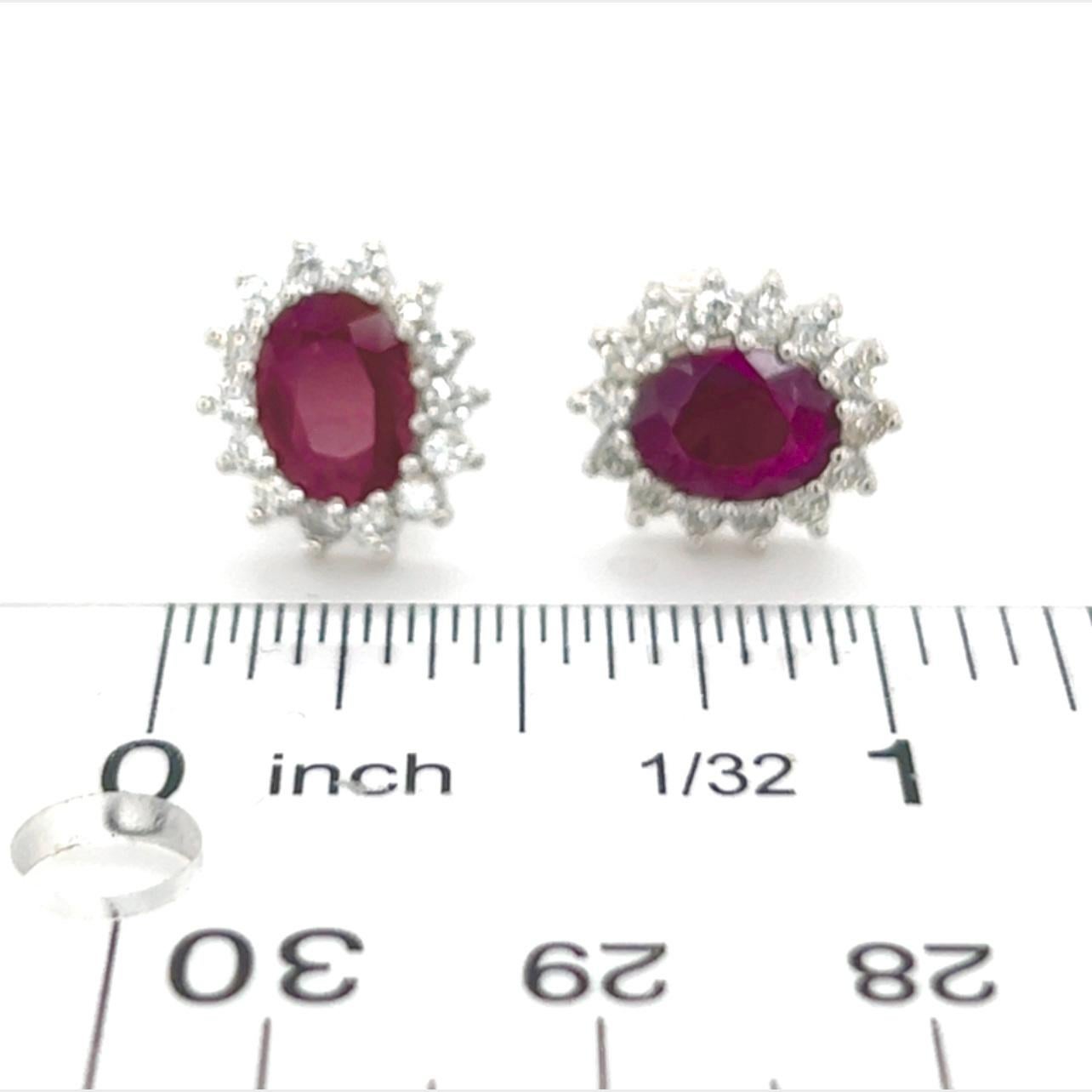 Natural Ruby Diamond Earrings 14k Gold 4.04 TCW Certified In New Condition For Sale In Brooklyn, NY