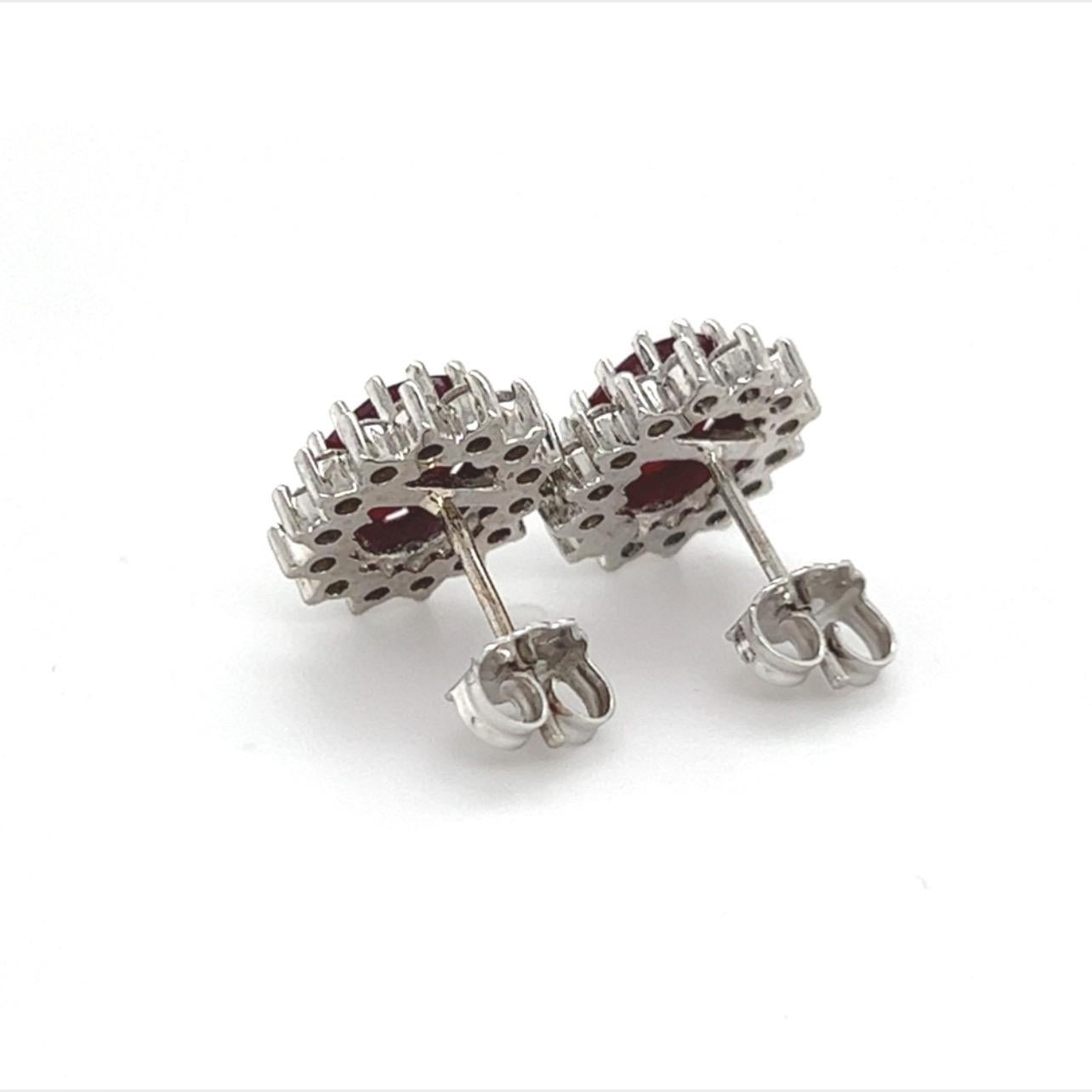 Women's Natural Ruby Diamond Earrings 14k Gold 4.04 TCW Certified For Sale