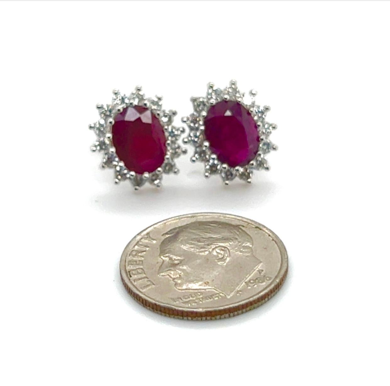Natural Ruby Diamond Earrings 14k Gold 4.04 TCW Certified For Sale 1