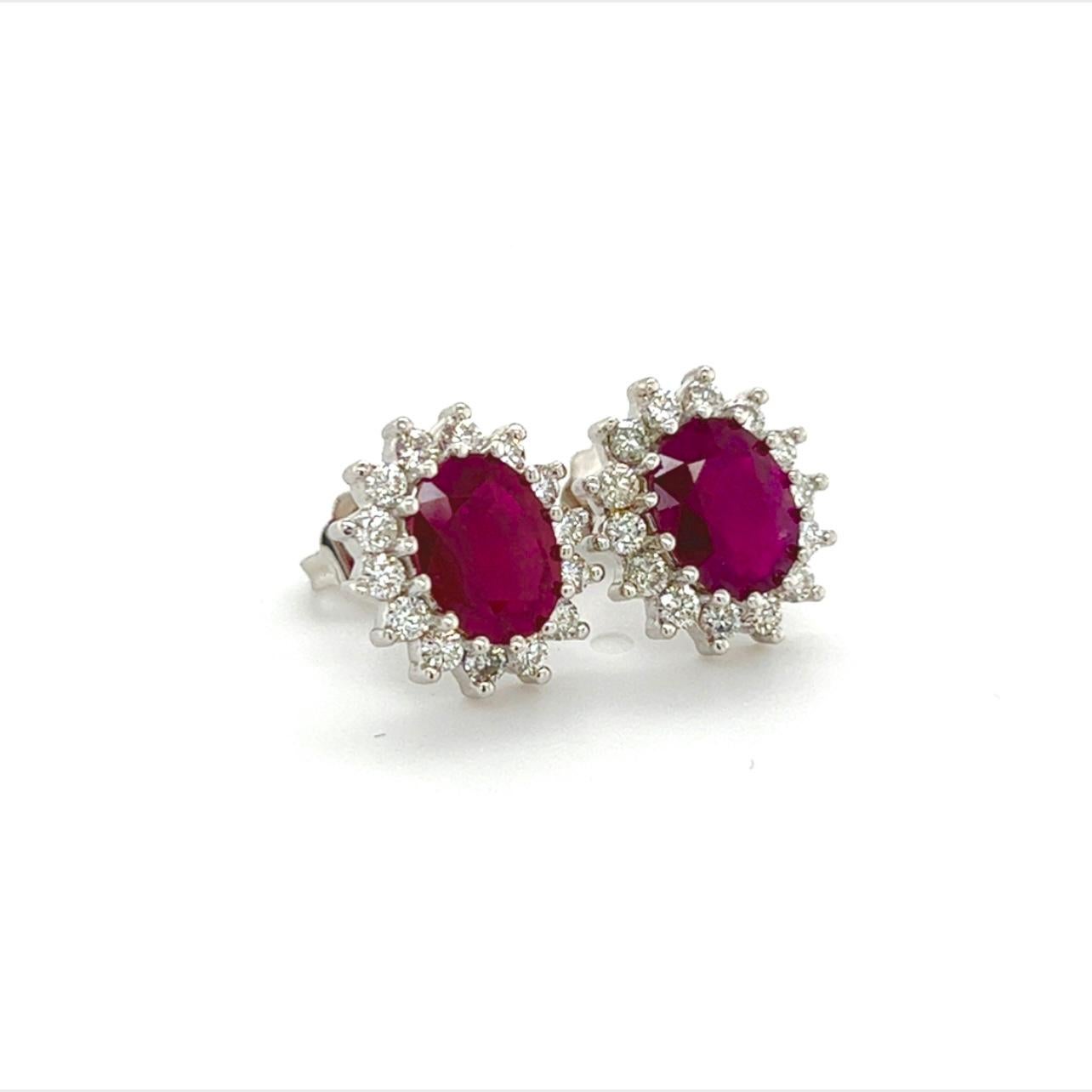 Natural Ruby Diamond Earrings 14k Gold 4.04 TCW Certified For Sale 2