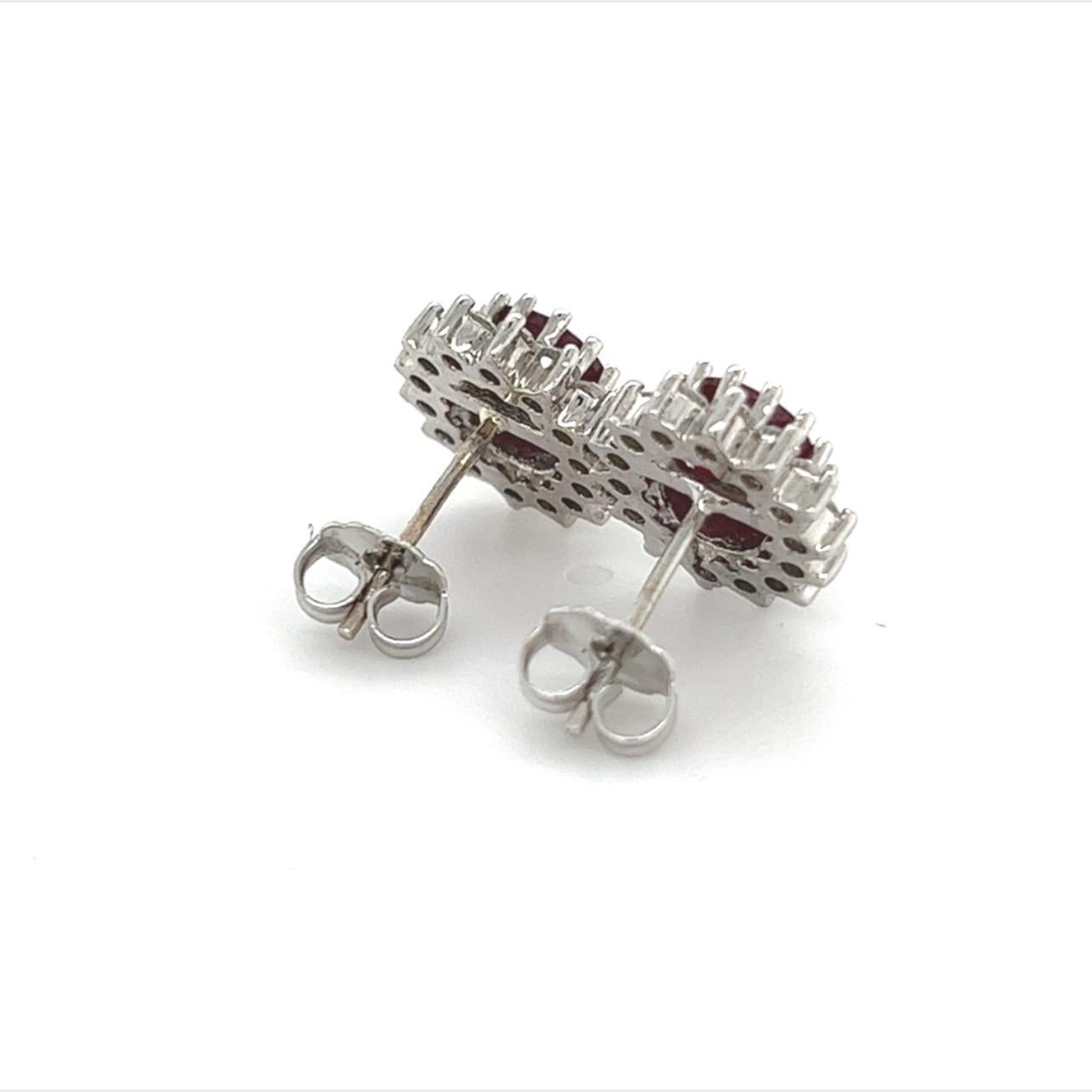 Natural Ruby Diamond Earrings 14k Gold 4.04 TCW Certified For Sale 3