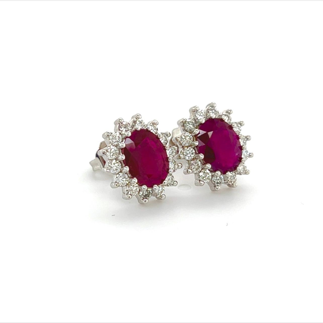 Natural Ruby Diamond Earrings 14k Gold 4.04 TCW Certified For Sale 4