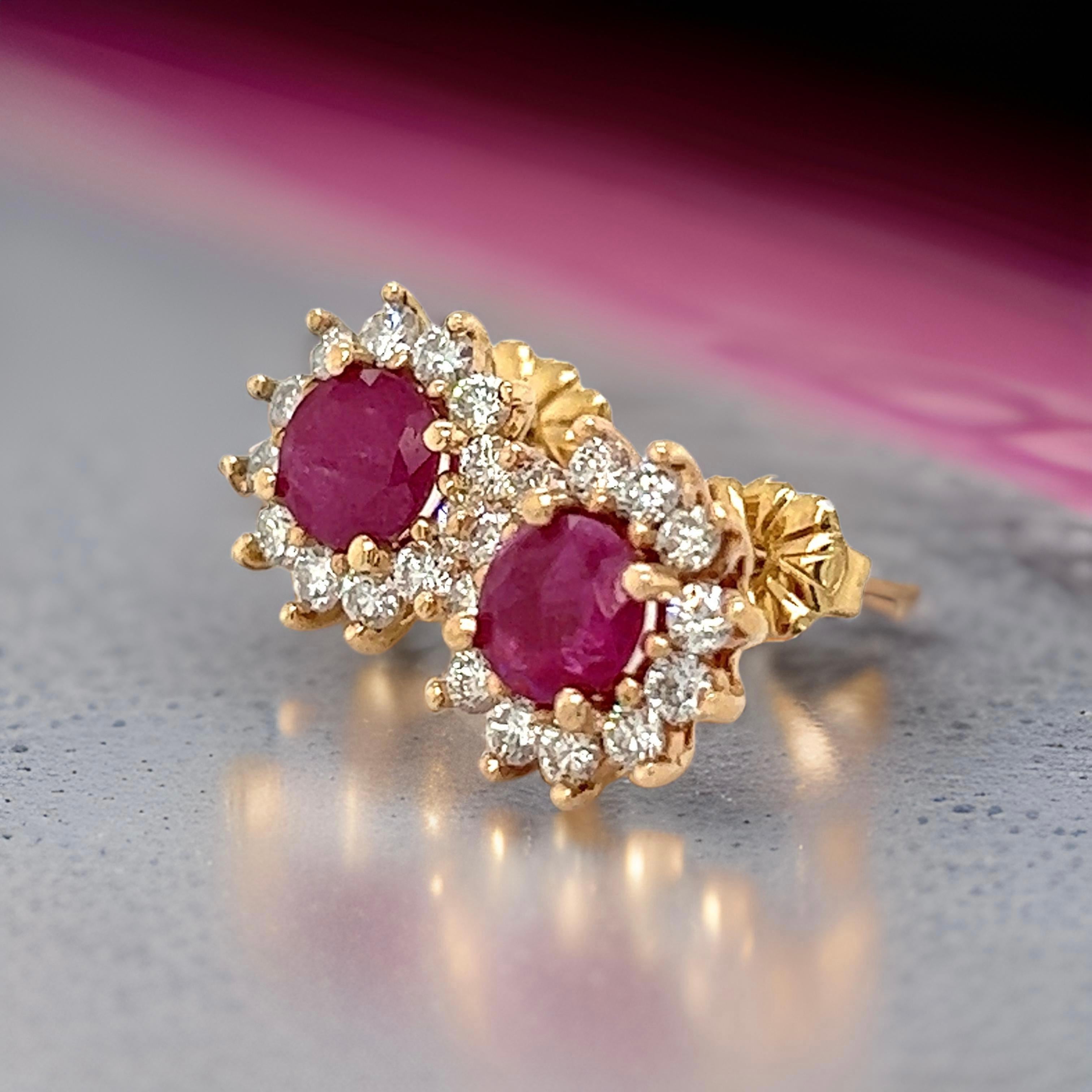 Natural Ruby Diamond Earrings 14k Yellow Gold 2.20 TCW Certified For Sale 6