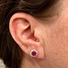 Natural Ruby Diamond Earrings 14k Yellow Gold 2.20 TCW Certified